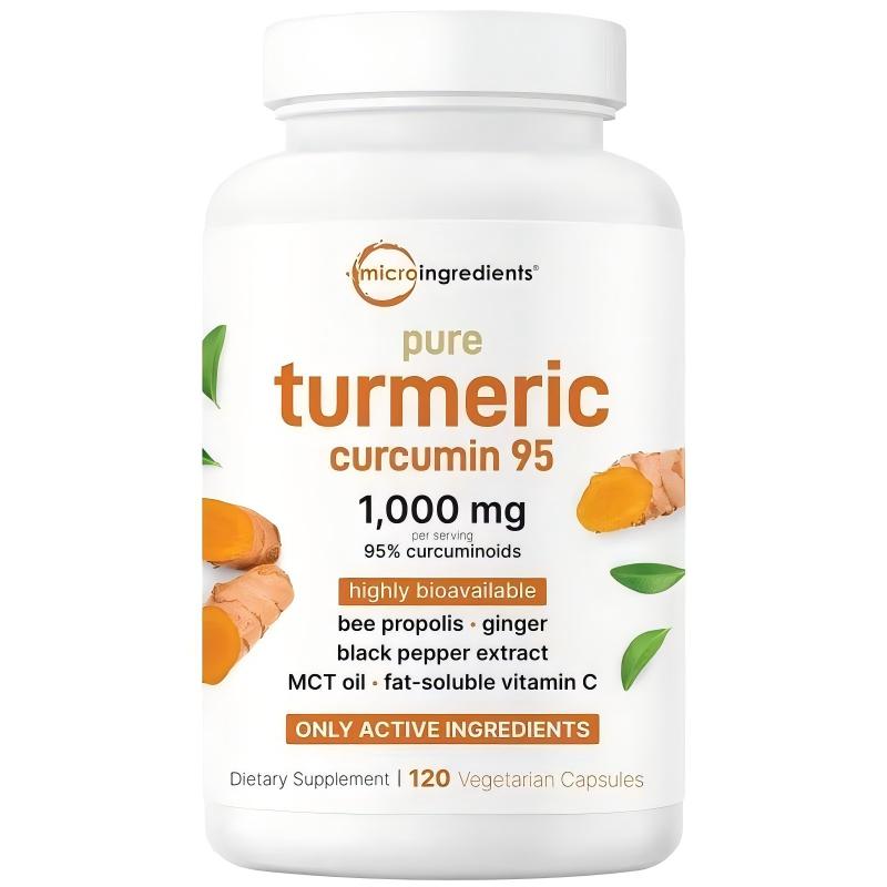 High-Absorption Turmeric Curcumin 1000mg | 95% Curcuminoids with  Black Pepper | Absorption Boosting Blend with Propolis, Ginger, MCT & Vitamin C | 120 Plant-Based Capsules