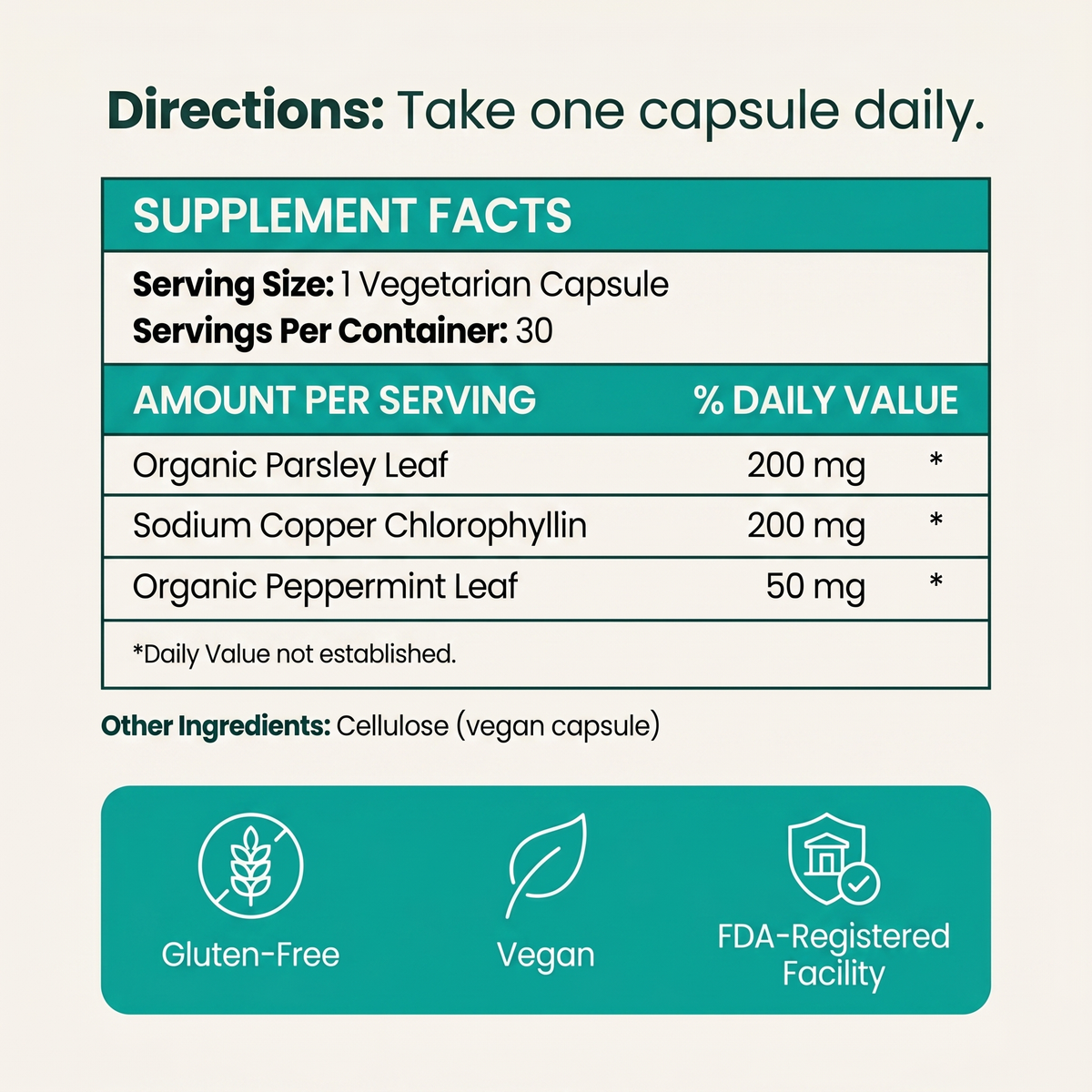 DEOS Chlorophyll Internal Deodorant Capsules – Whole Body Freshness, 30 Count