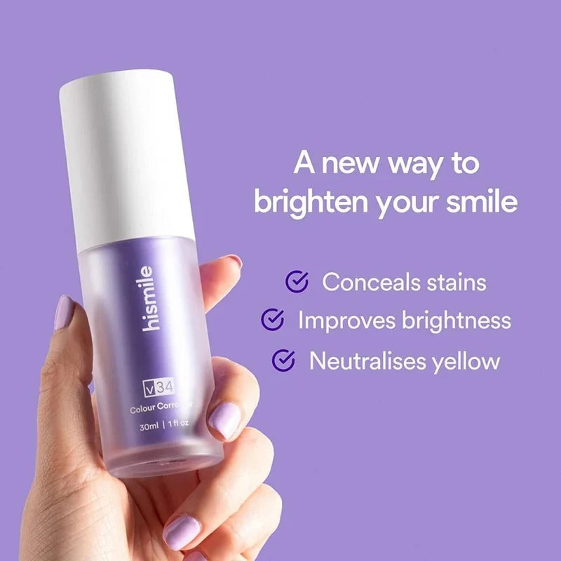 smile v34 Colour Corrector, Tooth Stain Concealer&Whitening Booster, Purple Toothpaste