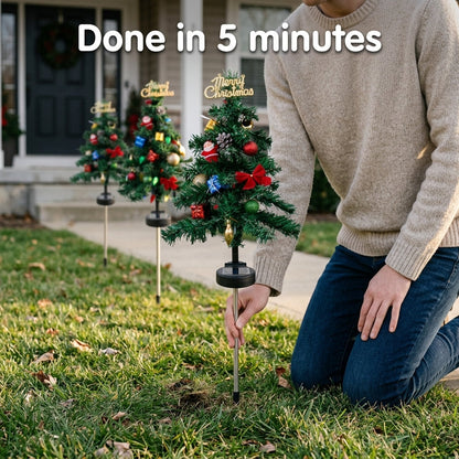 Solar Christmas Tree Stake Lights – Outdoor LED Pathway & Garden Decorations