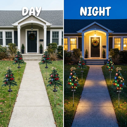 Solar Christmas Tree Stake Lights – Outdoor LED Pathway & Garden Decorations