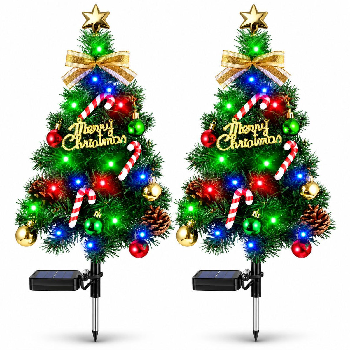 Solar Christmas Tree Stake Lights – Outdoor LED Pathway & Garden Decorations