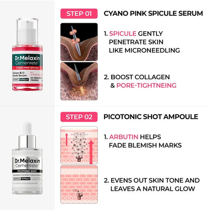 4pc Set Rice Peeling Ampoule Spicule Serum Picotonic Shot K-Beauty