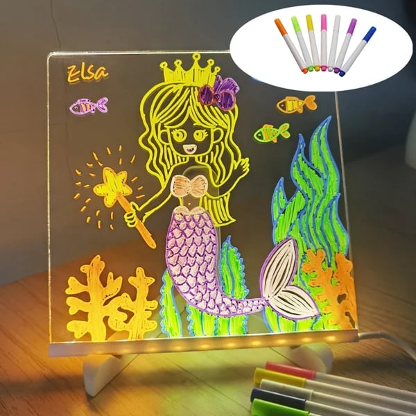 🎁LED Light Up Drawing Board for Kids – Reusable Acrylic Art Board🎅