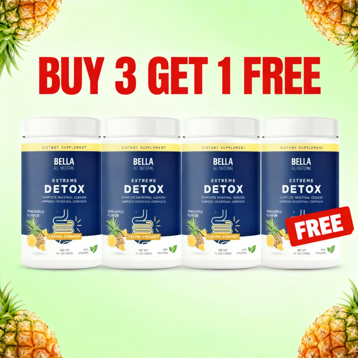 Extreme Detox Powder (Pineapple) Sleep Balance, Detox & Skin Radiance，No Added Sugar