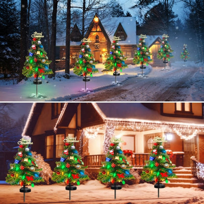 Solar Christmas Tree Stake Lights – Outdoor LED Pathway & Garden Decorations