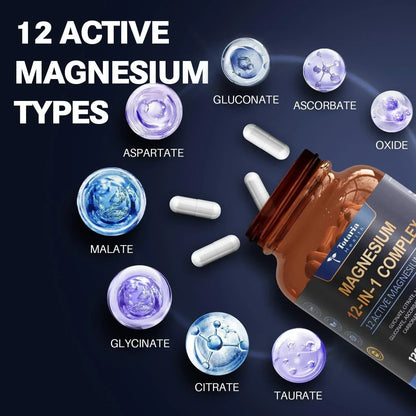 (2PC)Magnesium 12 in 1 Complex 700mg - Glycinate Citrate Malate Taurate