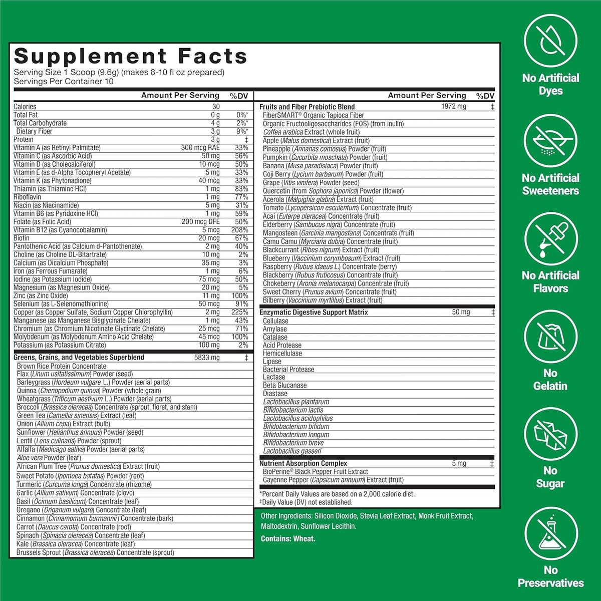 Smarter Greens Daily Wellness Powder,Superfood Powder 40+Superfoods