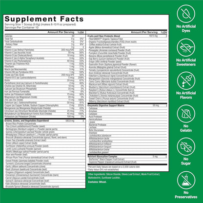 Smarter Greens Daily Wellness Powder,Superfood Powder 40+Superfoods