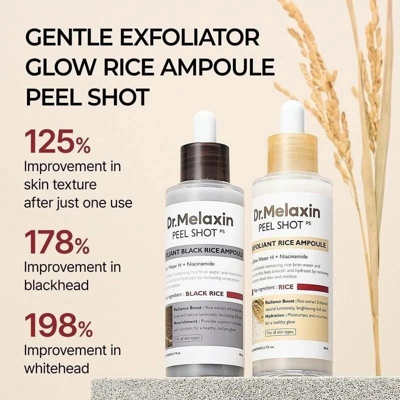 4pc Set Rice Peeling Ampoule Spicule Serum Picotonic Shot K-Beauty