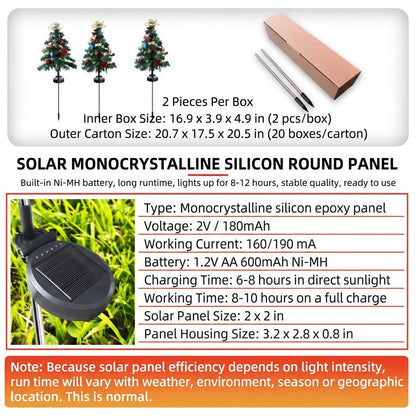 Solar Christmas Tree Stake Lights – Outdoor LED Pathway & Garden Decorations