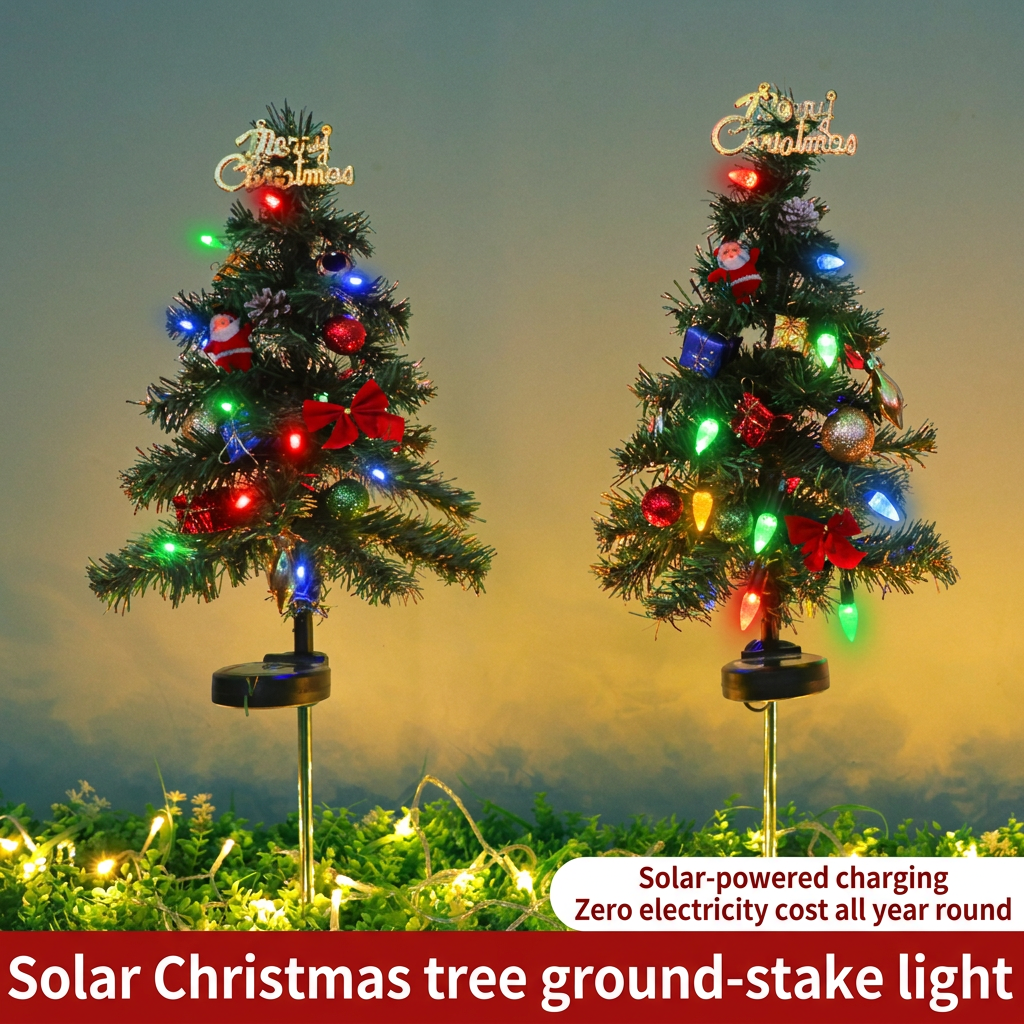 Solar Christmas Tree Stake Lights – Outdoor LED Pathway & Garden Decorations