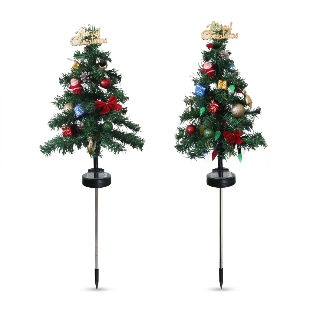Solar Christmas Tree Stake Lights – Outdoor LED Pathway & Garden Decorations